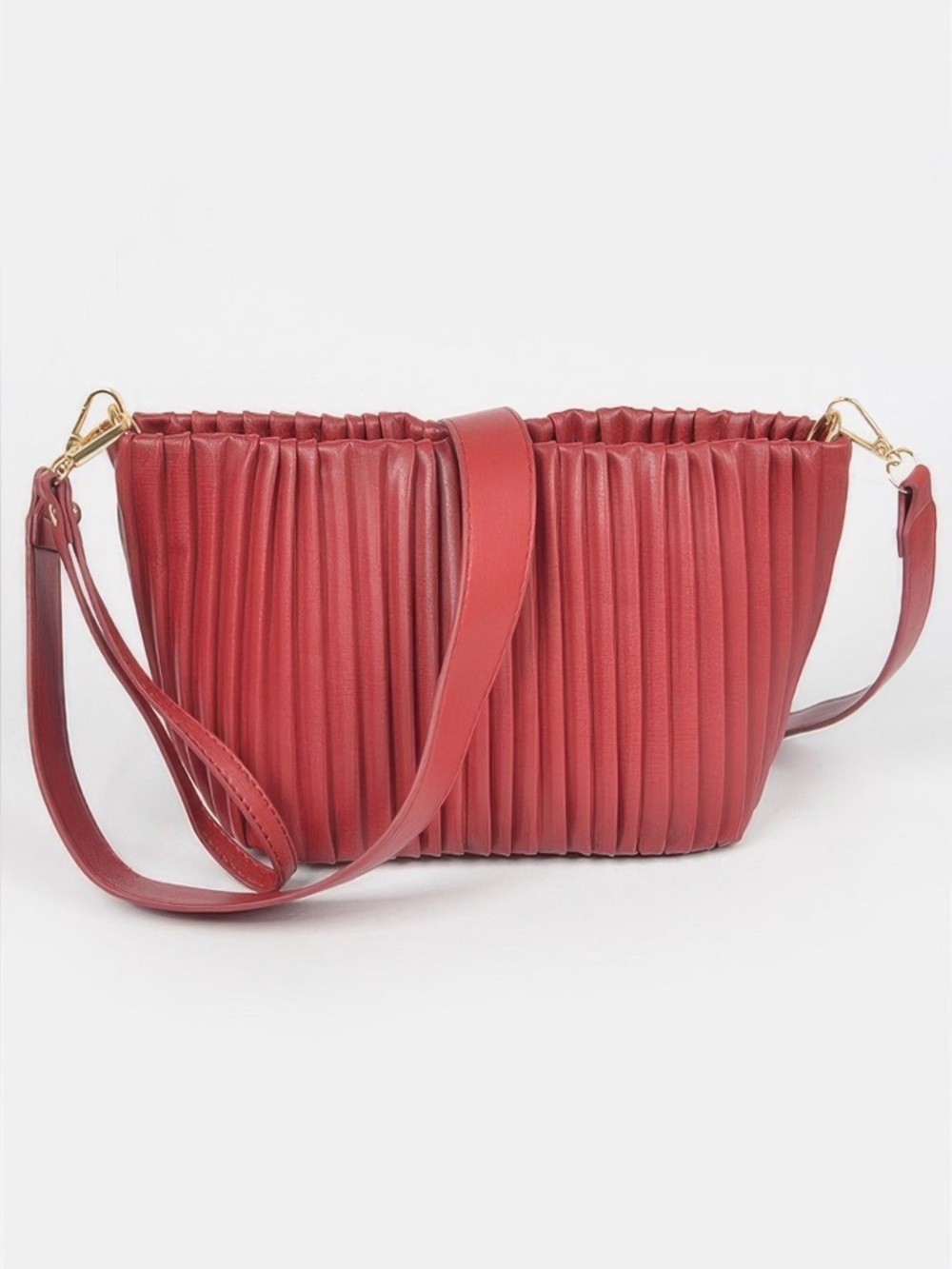 Faux Leather Pleated Bag